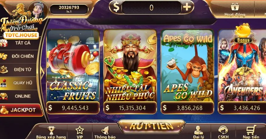 Hình ảnh quay hũ và slot game hấp dẫn với biểu tượng may mắn và tiền vàng, tượng trưng cho trải nghiệm cá cược trực tuyến phong phú.